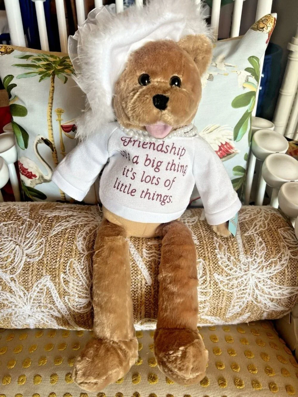 Animated Musical Bear Plush Pearls Wisdom Sings “That’s What Friends Are For”
